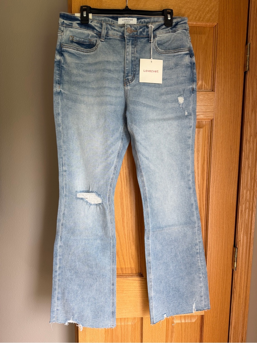 Lovervet by Vervet High Rise Distressed Bootcut Jeans 14W Light Wash NWT